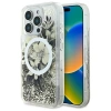 Guess Liquid Glitter Flower MagSafe-Hülle für iPhone 16 Pro – Beige