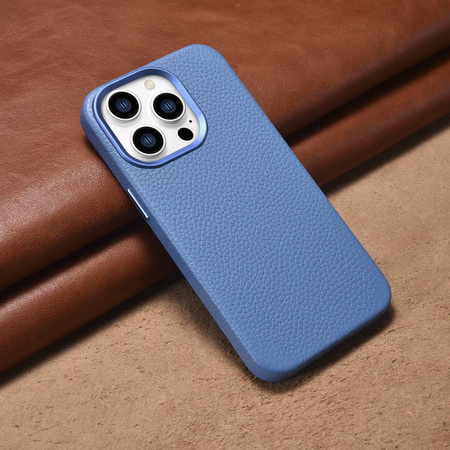 iCarer Case Leather genuine leather case for iPhone 14 Pro hellblau (WMI14220710-LB) (MagSafe compatible)