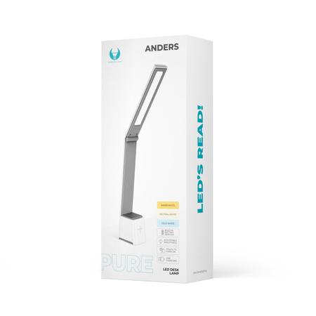 Lampa biurkowa LED 5W składana PURE FLB-110 ANDERS biało-szara Forever Light