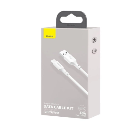 Baseus 2x kabel USB - USB Typ C szybkie ładowanie Power Delivery Quick Charge 40 W 5 A 1,5 m biały (TZCATZJ-02)