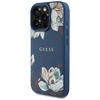 Etui IPHONE 16 PRO MAX Guess Grained Printed Flower Pattern MagSafe niebieskie
