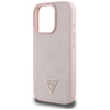 Guess Grained Hot Stamp Peony Triangle Logo MagSafe - Etui do iPhone 16 Pro (różowy)