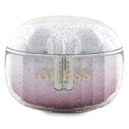 Guess Glitter Gradient TWS Bluetooth headphones + docking station - pink