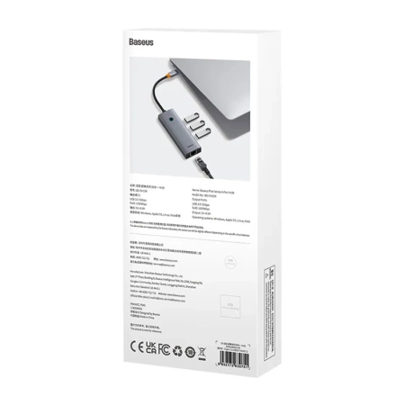 Hub 4w1 Baseus  UltraJoy USB-C do 3x USB 3.0 + RJ45 (szary)