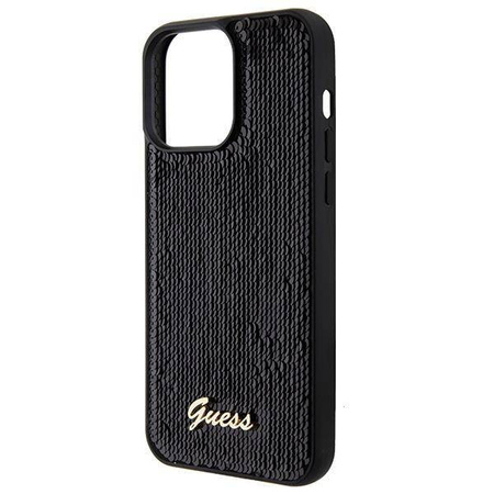 Etui Guess Sequin Script Metal na iPhone 15 Pro - czarne