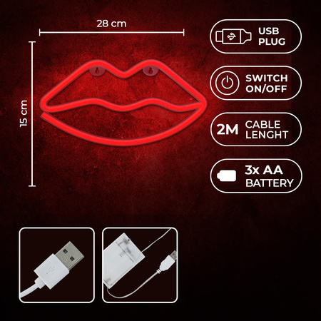 Neon LED USTA czerwone Bat + USB Forever FLNE08 Light