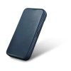 iCarer CE Oil Wax Premium Leather Folio Case skórzane etui iPhone 14 Plus z klapką magnetyczne MagSafe niebieski (AKI14220707-BU)