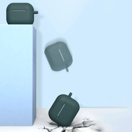 Etui do AirPods 3 silikonowy miękki pokrowiec na słuchawki + brelok karabińczyk zawieszka czarny (case D)