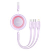 Baseus Bright Mirror 2 kabel przewód 3w1 USB Typ A - micro USB + Lightning + USB Typ C 3.5A 1.1m fioletowy (CAMJ010005)