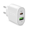 SBS TETRPD20W 20-W-USB-A-USB-C-Wandladegerät mit Power Delivery – Weiß