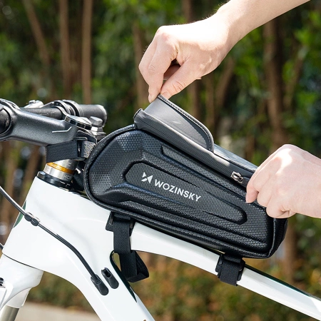 Wozinsky bicycle bag for the frame, armored, with a phone pocket, 1.7 l - black