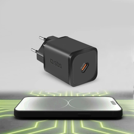 SBS TETRGAN1C45W 45W GaN USB-C Wall Charger with Power Delivery - Black