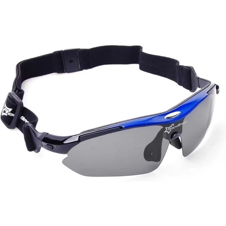 Rockbros 10007 polarizing cycling glasses - black and blue