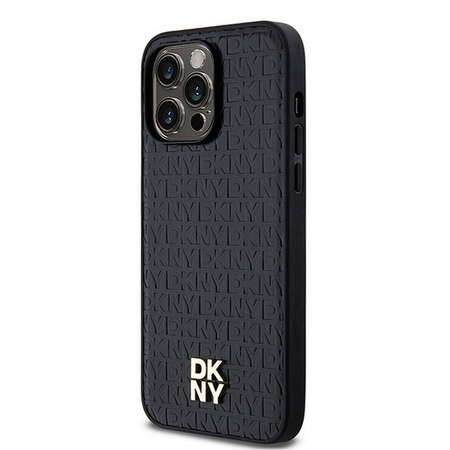 DKNY DKHMP13LPSHRPSK iPhone 13 Pro / 13 6.1" czarny/black hardcase Leather Pattern Metal Logo MagSafe