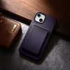 iCarer Case Leather pokrowiec etui z naturalnej skóry do iPhone 14 Plus ciemnofioletowy (kompatybilne z MagSafe)