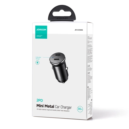 Joyroom JR-CCN06 30W 2x USB-C Mini-Autoladegerät Metall - Schwarz