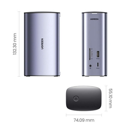 Ugreen Multifunction HUB 12in1 USB C USB HDMI DP RJ45 AUX SD TF gray (CM555)