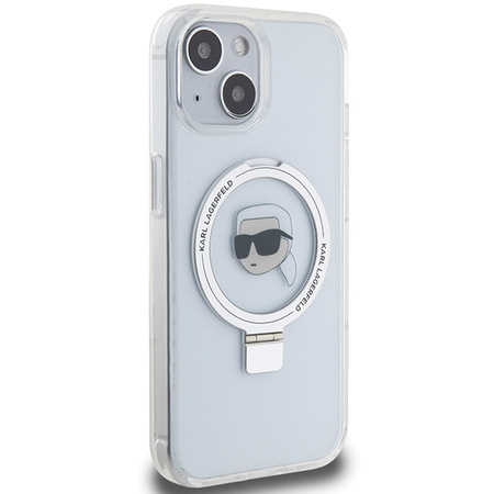 Karl Lagerfeld KLHMP15SHMRSKHH iPhone 15 6.1&quot; white/white hardcase Ring Stand Karl Head MagSafe