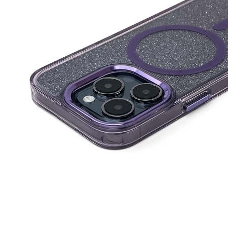 Glitter Case MagSafe for iPhone 16 Pro - purple with glitter