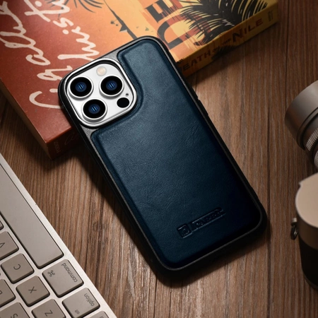 iCarer Leather Oil Wax case for iPhone 14 Pro Max leather case blue (WMI14220720-BU)