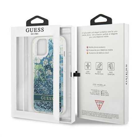 Guess GUHCP13MLFLSN iPhone 13 6.1 "grün / grünes Hardcase Flower Liquid Glitter