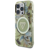 Schutzhülle IPHONE 16 PRO Guess Glitter Flowers Triangle Buttons MagSafe grün
