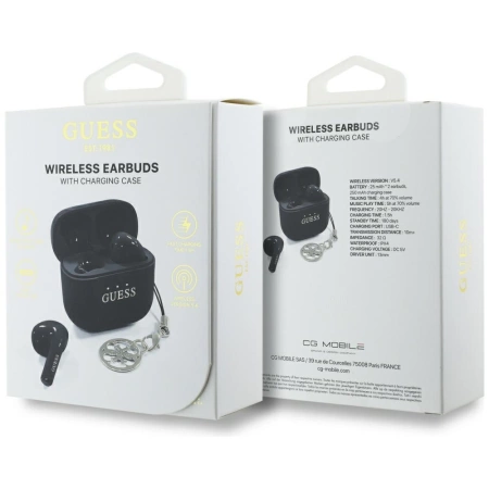 Słuchawki TWS Guess Glossy Effect Printed Classic Logo & Charm - czarne