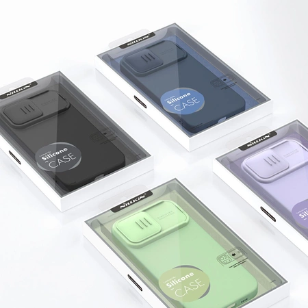 Nillkin CamShield Silky Silikonhülle iPhone 14 Pro Hülle mit Kameraschutz Blau