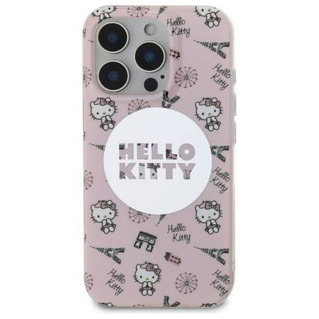 Original Case IPHONE 16 PRO Hello Kitty Hardcase IML All Over Paris MagSafe (HKHMP16LHAOPP) pink
