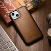 iCarer Leather Oil Wax etui pokryte naturalną skórą do iPhone 14 Plus (kompatybilne z MagSafe) brązowy (WMI14220719-TN)