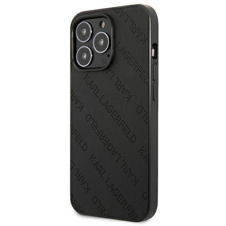 Original Handyhülle IPHONE 13 PRO Karl Lagerfeld Hardcase Perforated Allover (KLHCP13LPTLK) schwarz