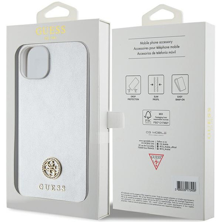 Guess GUHCP15MPS4DGPS iPhone 15 Plus 6.7&quot; silver/silver hardcase Strass Metal Logo