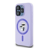 Original Handyhülle IPHONE 15 PRO Karl Lagerfeld Hardcase Silicone KC Heads Ring MagSafe (KLHMP15LSCMKCRHU) violett