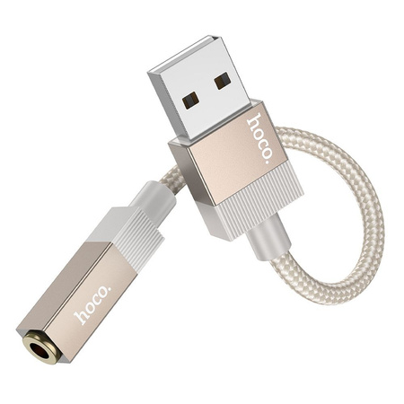 Adapter AUX USB A (męski) do Jack 3,5 mm (żeński) Hoco UPA32D złoty