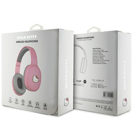 Hello Kitty słuchawki nauszne Bluetooth HKBHA1BKHLMP różowe/pink Metal Logo