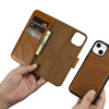iCarer Oil Wax Wallet Case 2in1 case iPhone 14 Plus Leather Flip Cover Anti-RFID brown (WMI14220723-TN)