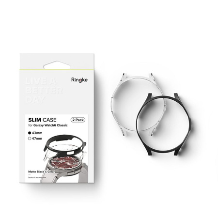 Etui SAMSUNG GALAXY WATCH 6 CLASSIC (43MM) Ringke Slim 2-pack czarne transparentne