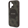 Original Case IPHONE 16 Guess 4G Circle Classic Logo MagSafe brown
