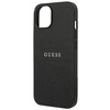 Guess Saffiano Metal Logo Stripes - Etui iPhone 14 Plus (czarny)