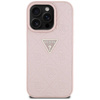 Schutzhülle IPHONE 16 PRO MAX Guess Hot Stamp 4G Pattern Triangle Metal Logo rosa