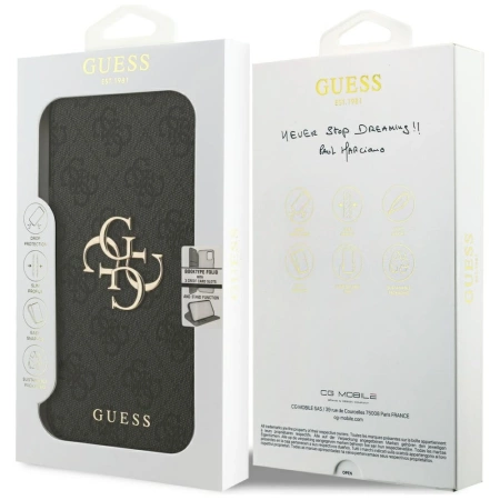 Guess Book 4G Metal Logo Case für iPhone 17 Pro Max - Schwarz