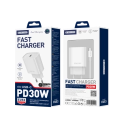 JELLICO wall charger EU53 PD 30W 1xUSB-C + cable USB-C - USB-C White