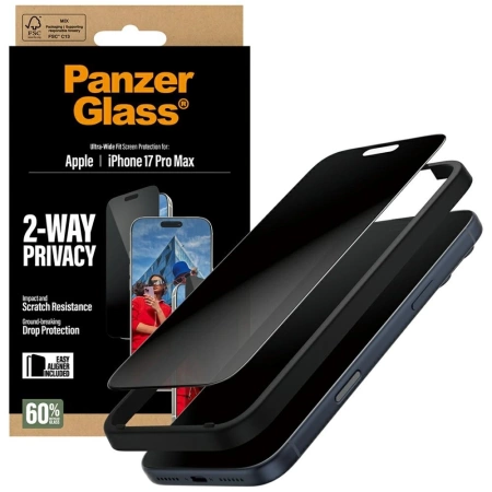 PanzerGlass Ultra-Wide Fit EasyAligner Privacy Glass für iPhone 17 Pro Max
