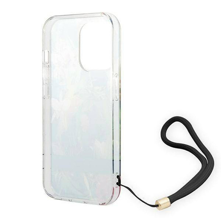 Original Case IPHONE 14 PRO Guess Hardcase Flower Strap (GUOHCP14LHFLSB) blue