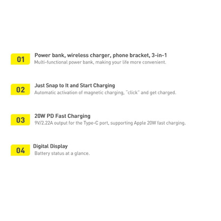 Baseus Magnetic Bracket Power Bank mit MagSafe Wireless Charging 10000mAh 20W Overseas Edition Blau (PPCX000203) + USB Type C Baseus Xiaobai Series 60W 0.5m