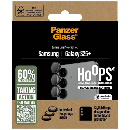 PanzerGlass Hoops Objektivschutz aus gehärtetem Glas für Samsung Galaxy S25+ schwarz