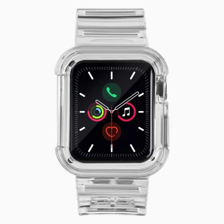 Silikonowa opaska pasek bransoleta bransoletka etui Strap Light Set do zegarka Apple Watch 44 mm - czarna