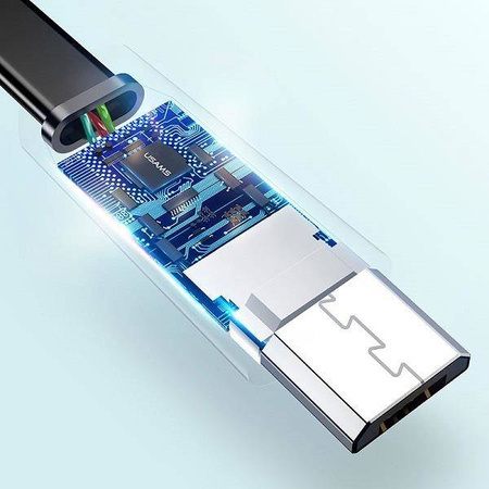 USAMS Kabel płaski U2 microUSB 1,2m czarny/black SJ201MIC01 (US-SJ201)