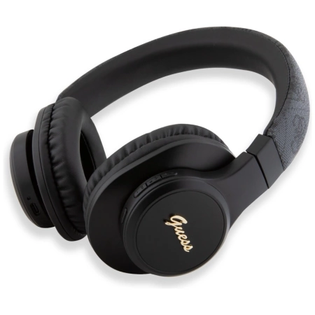 Słuchawki nauszne Guess Leather Tone On Tone Script Bluetooth 4G - czarne