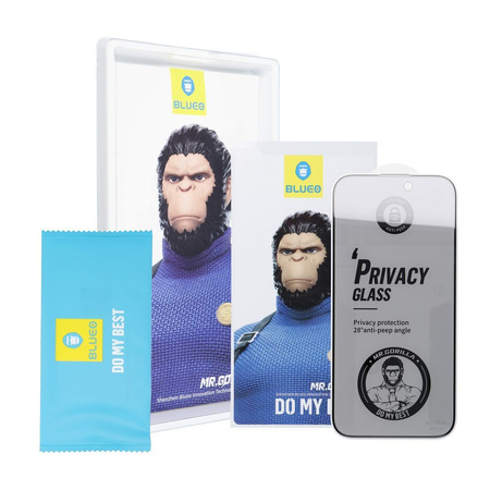 Szkło Hartowane 5D Mr. Monkey Glass - Apple iPhone 13 Pro / 14 czarny (Strong Privacy)